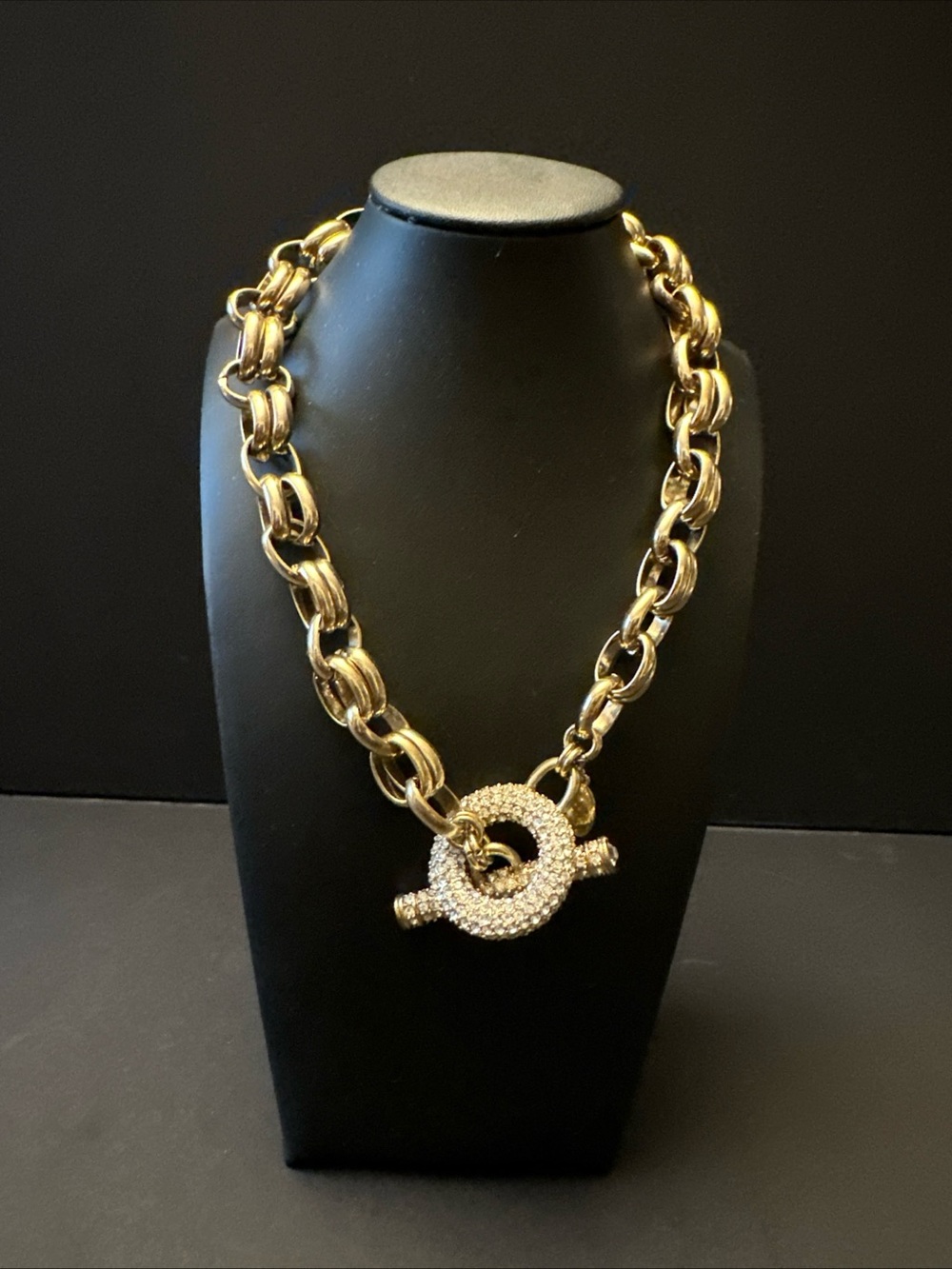 ANN TAYLOR CHUNKY PAVÉ TOGGLE STATEMENT NECKLACE • HEAVY GLAM